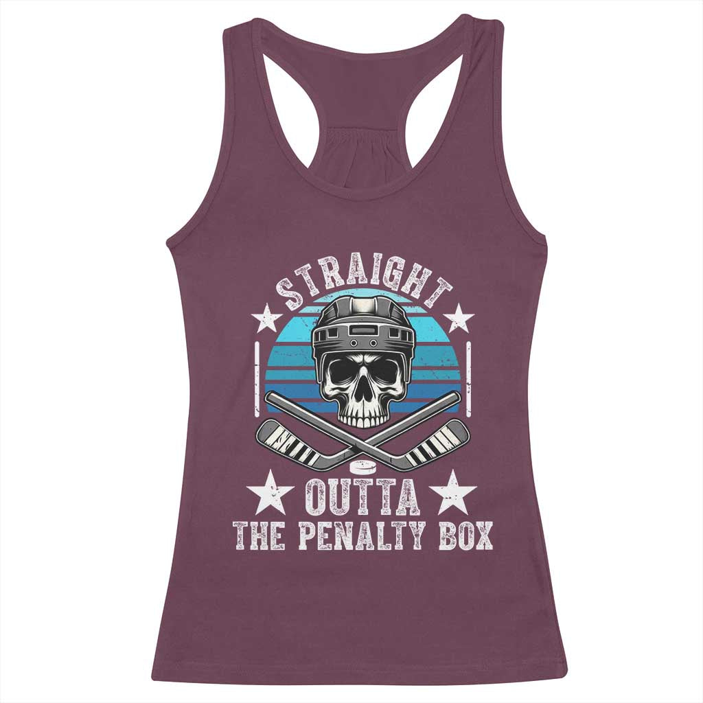 Straight Outta The Penalty Box Hockey Racerback Tank Top Funny Skull Player Gift - Wonder Print Shop