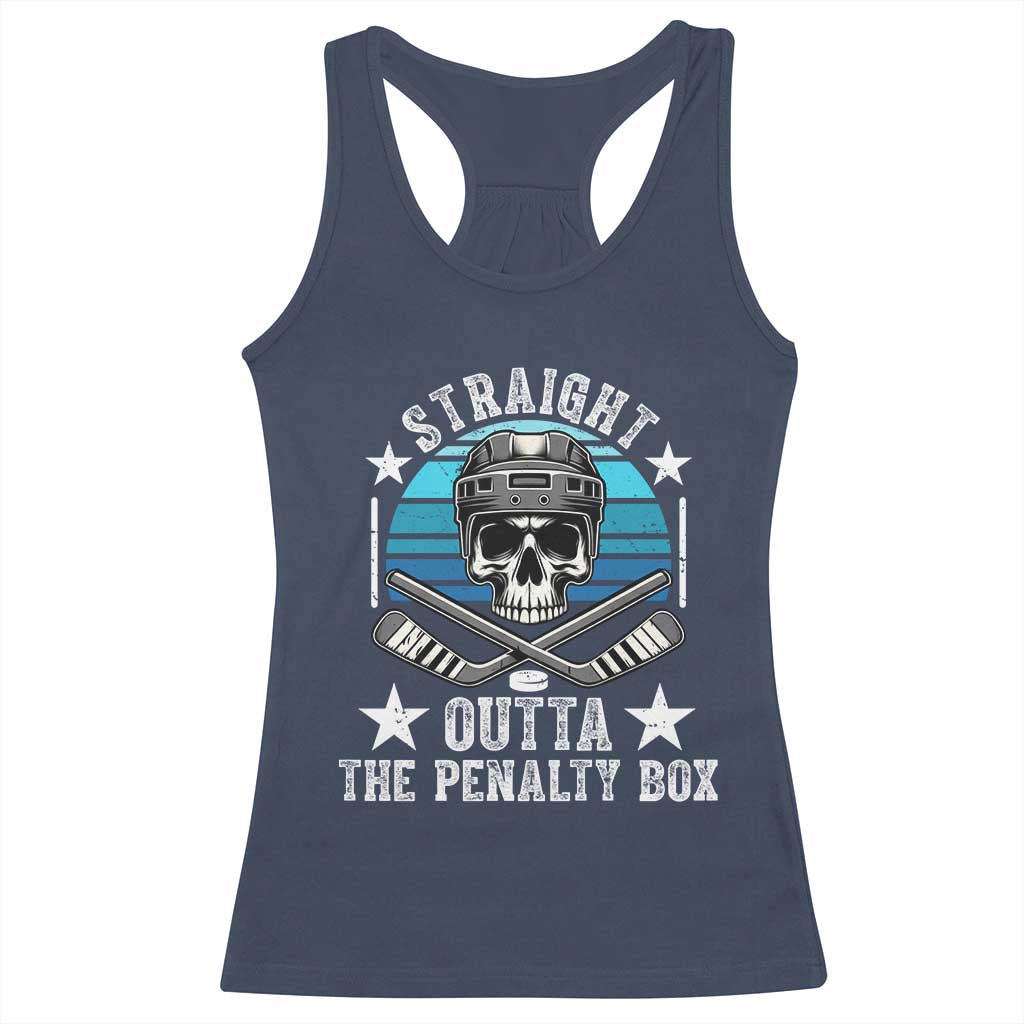 Straight Outta The Penalty Box Hockey Racerback Tank Top Funny Skull Player Gift - Wonder Print Shop