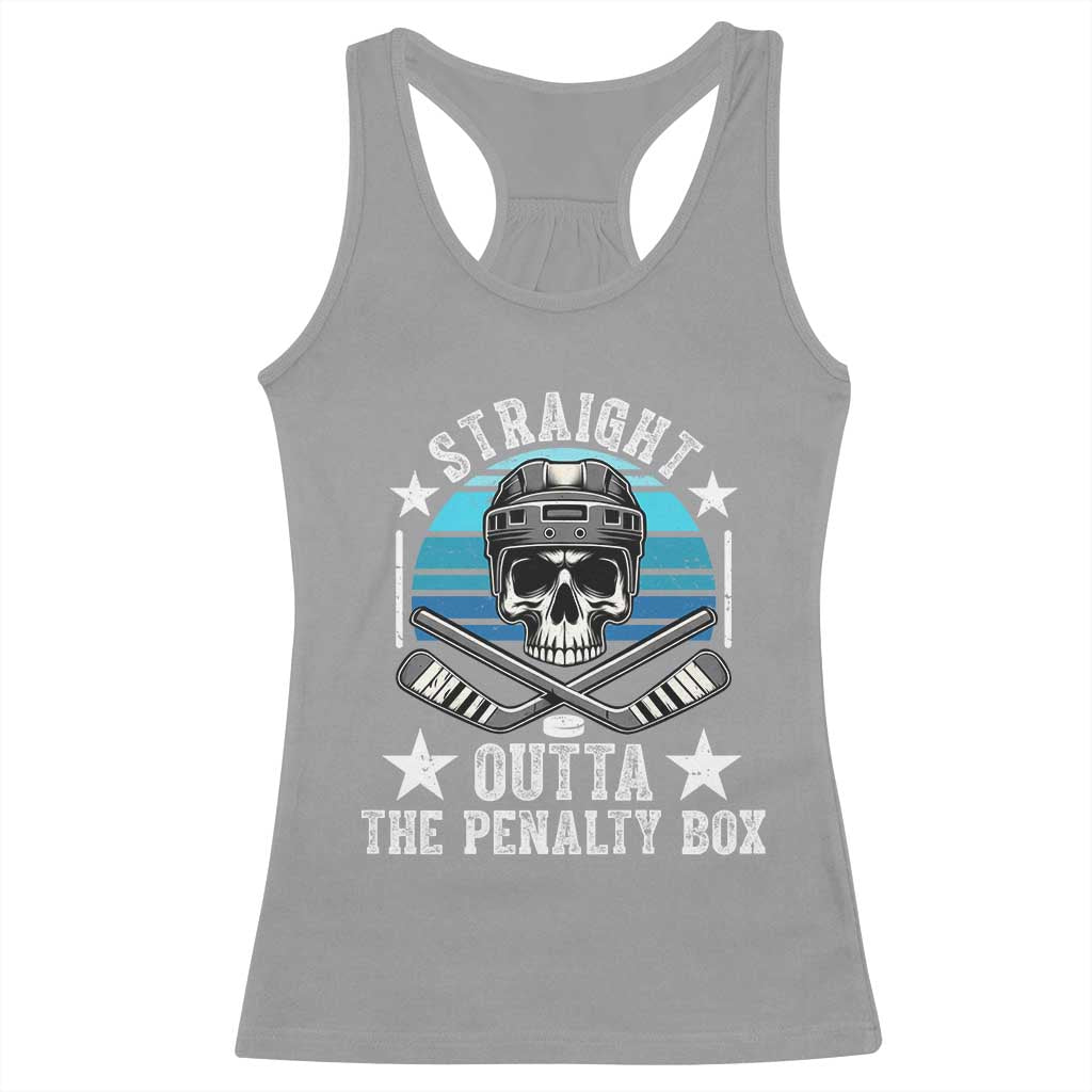 Straight Outta The Penalty Box Hockey Racerback Tank Top Funny Skull Player Gift - Wonder Print Shop