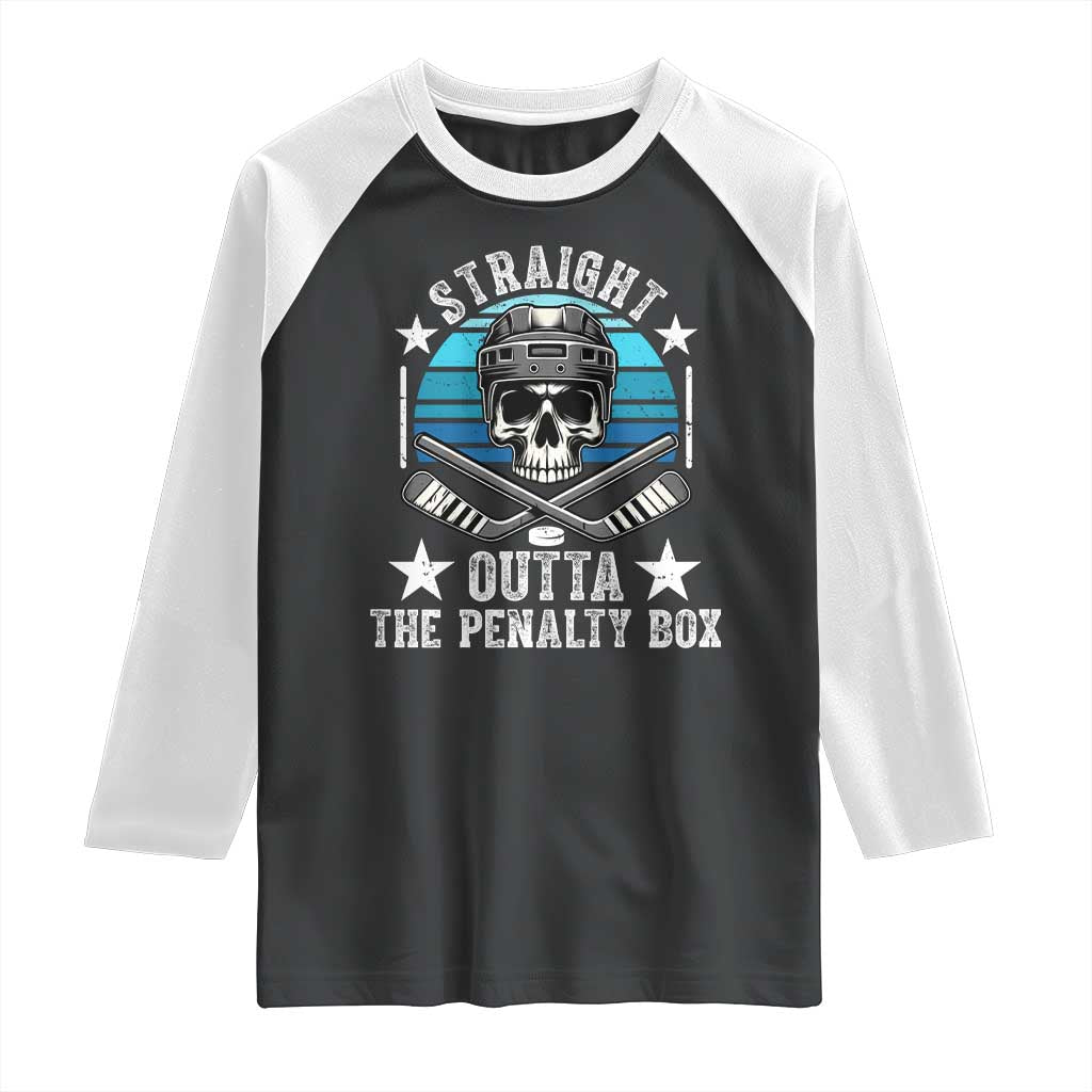 Straight Outta The Penalty Box Hockey Raglan Shirt Funny Skull Player Gift - Wonder Print Shop