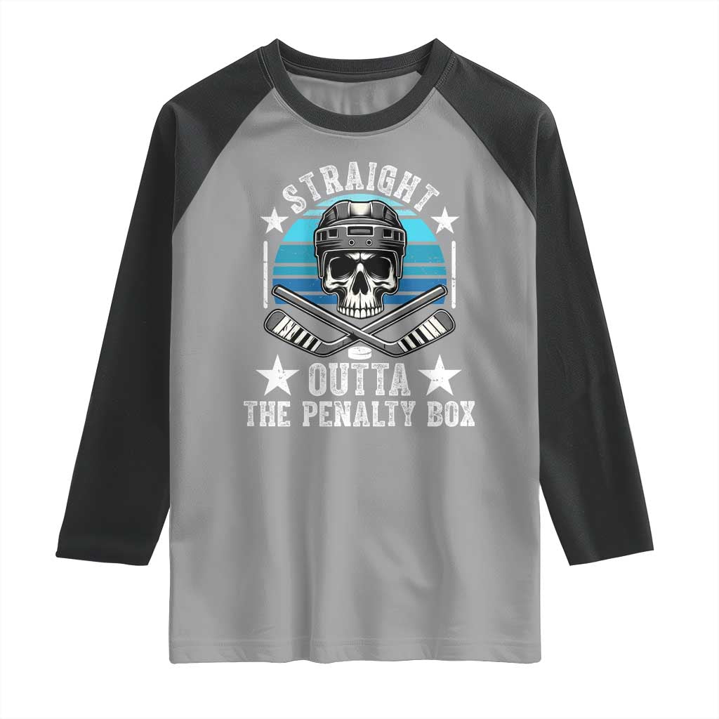 Straight Outta The Penalty Box Hockey Raglan Shirt Funny Skull Player Gift - Wonder Print Shop