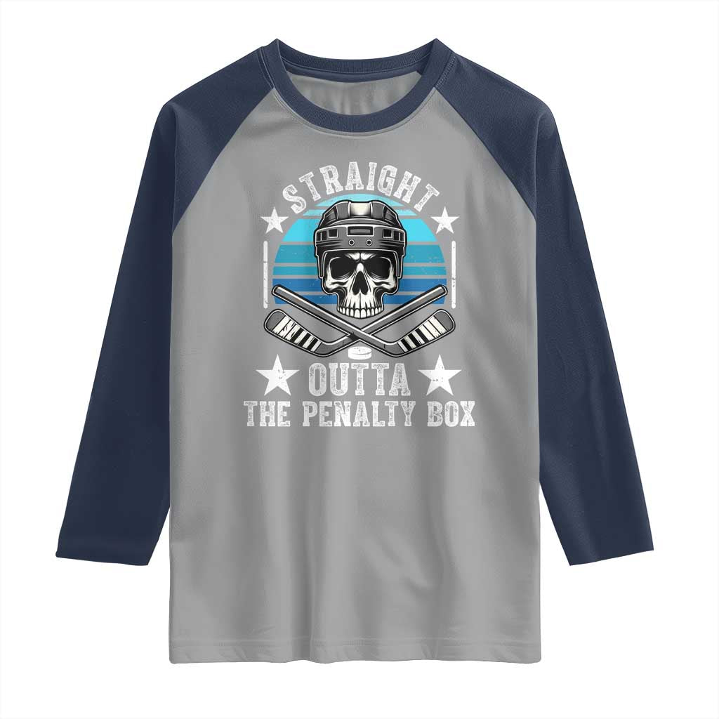 Straight Outta The Penalty Box Hockey Raglan Shirt Funny Skull Player Gift - Wonder Print Shop
