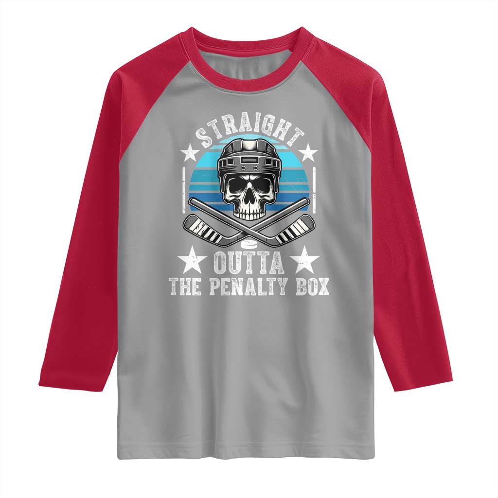 Straight Outta The Penalty Box Hockey Raglan Shirt Funny Skull Player Gift - Wonder Print Shop