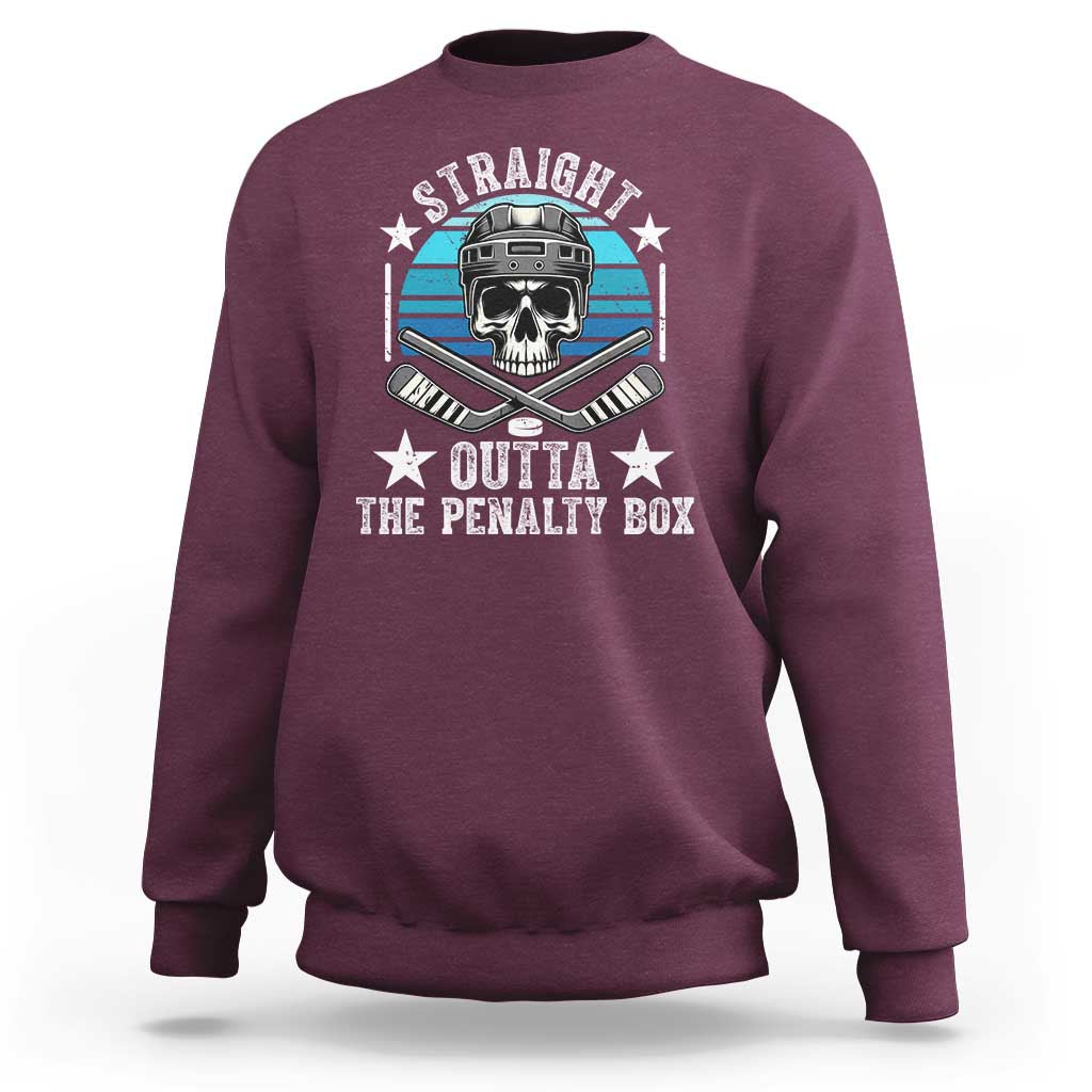 Straight Outta The Penalty Box Hockey Sweatshirt Funny Skull Player Gift - Wonder Print Shop