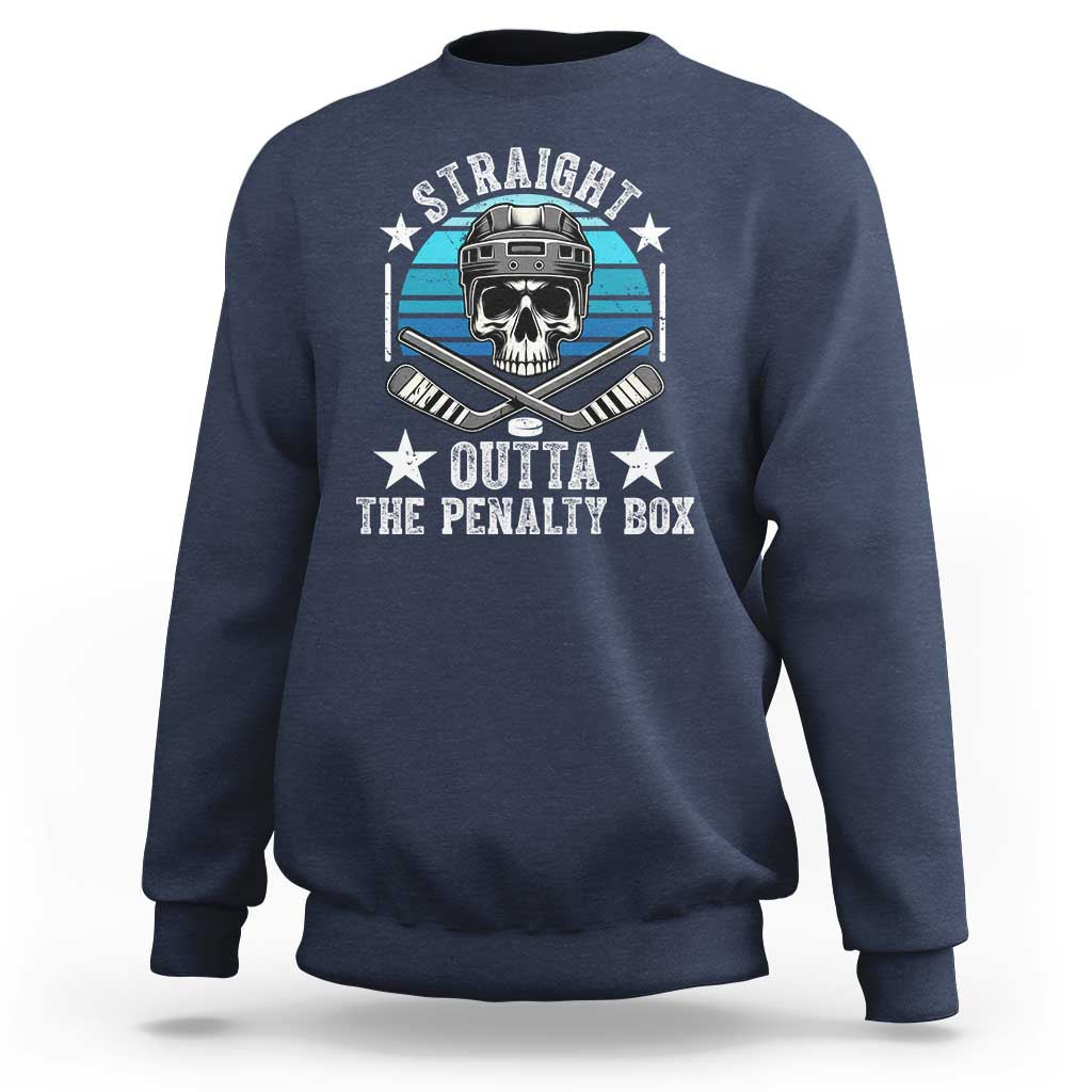 Straight Outta The Penalty Box Hockey Sweatshirt Funny Skull Player Gift - Wonder Print Shop