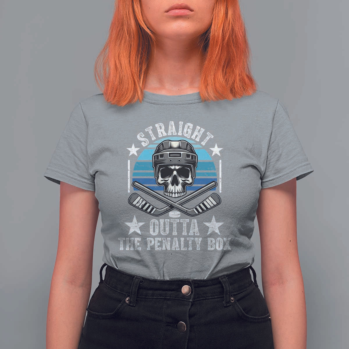 Straight Outta The Penalty Box Hockey T Shirt For Women Funny Skull Player Gift - Wonder Print Shop