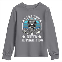 Straight Outta The Penalty Box Hockey Youth Sweatshirt Funny Skull Player Gift - Wonder Print Shop