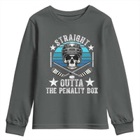 Straight Outta The Penalty Box Hockey Youth Sweatshirt Funny Skull Player Gift - Wonder Print Shop