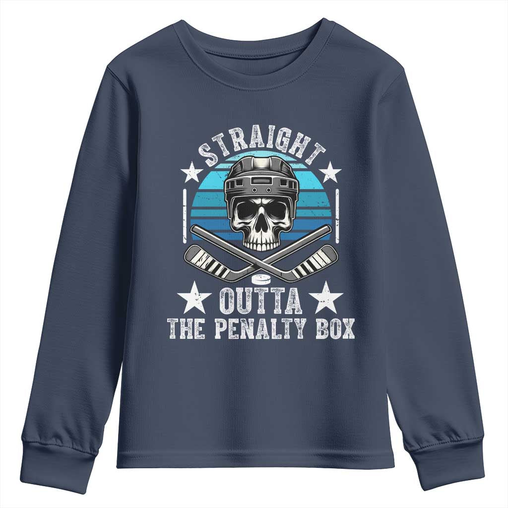 Straight Outta The Penalty Box Hockey Youth Sweatshirt Funny Skull Player Gift - Wonder Print Shop
