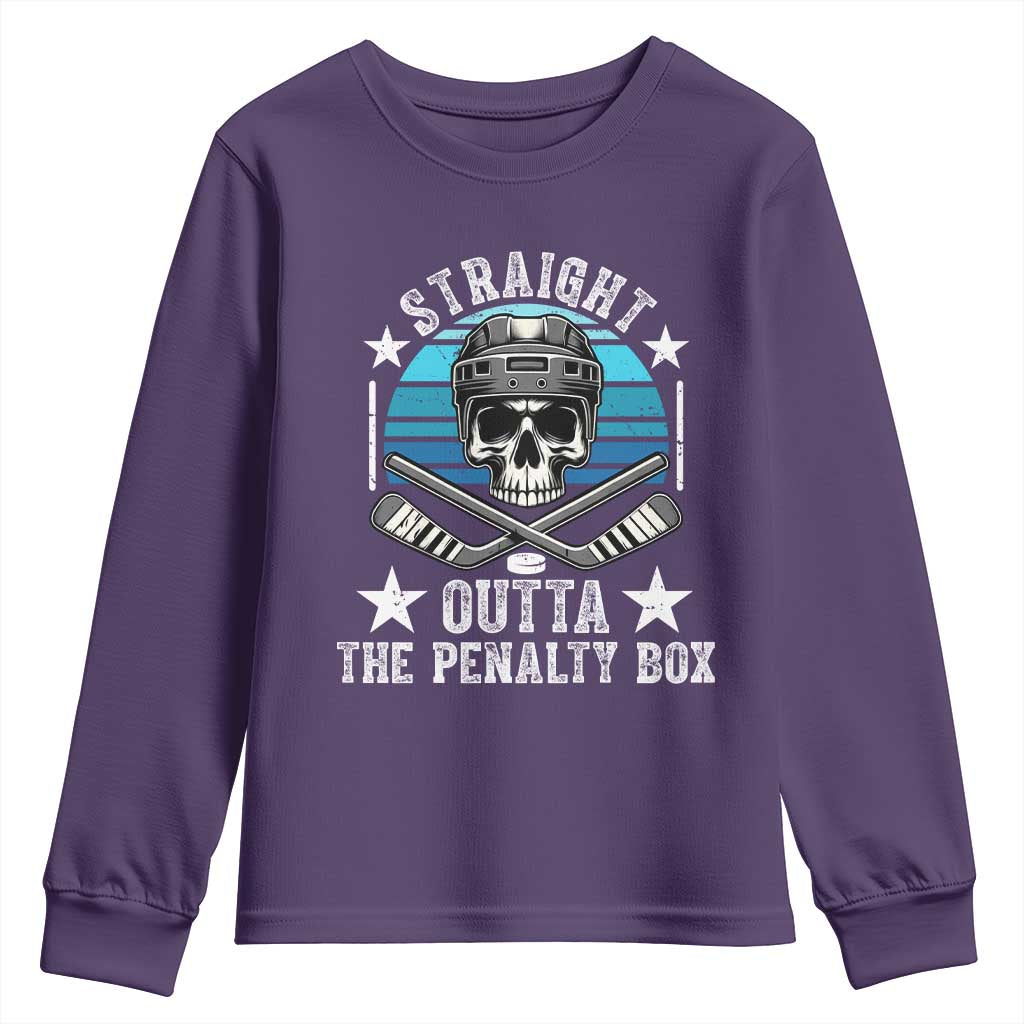 Straight Outta The Penalty Box Hockey Youth Sweatshirt Funny Skull Player Gift - Wonder Print Shop