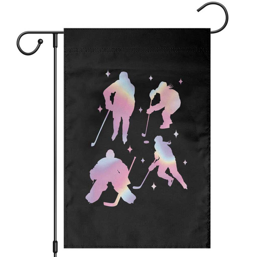 Iridescent Effect Hockey Players Retro Sport Lover Gift Garden Flag - Wonder Print Shop