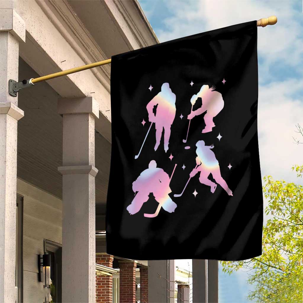 Iridescent Effect Hockey Players Retro Sport Lover Gift Garden Flag - Wonder Print Shop