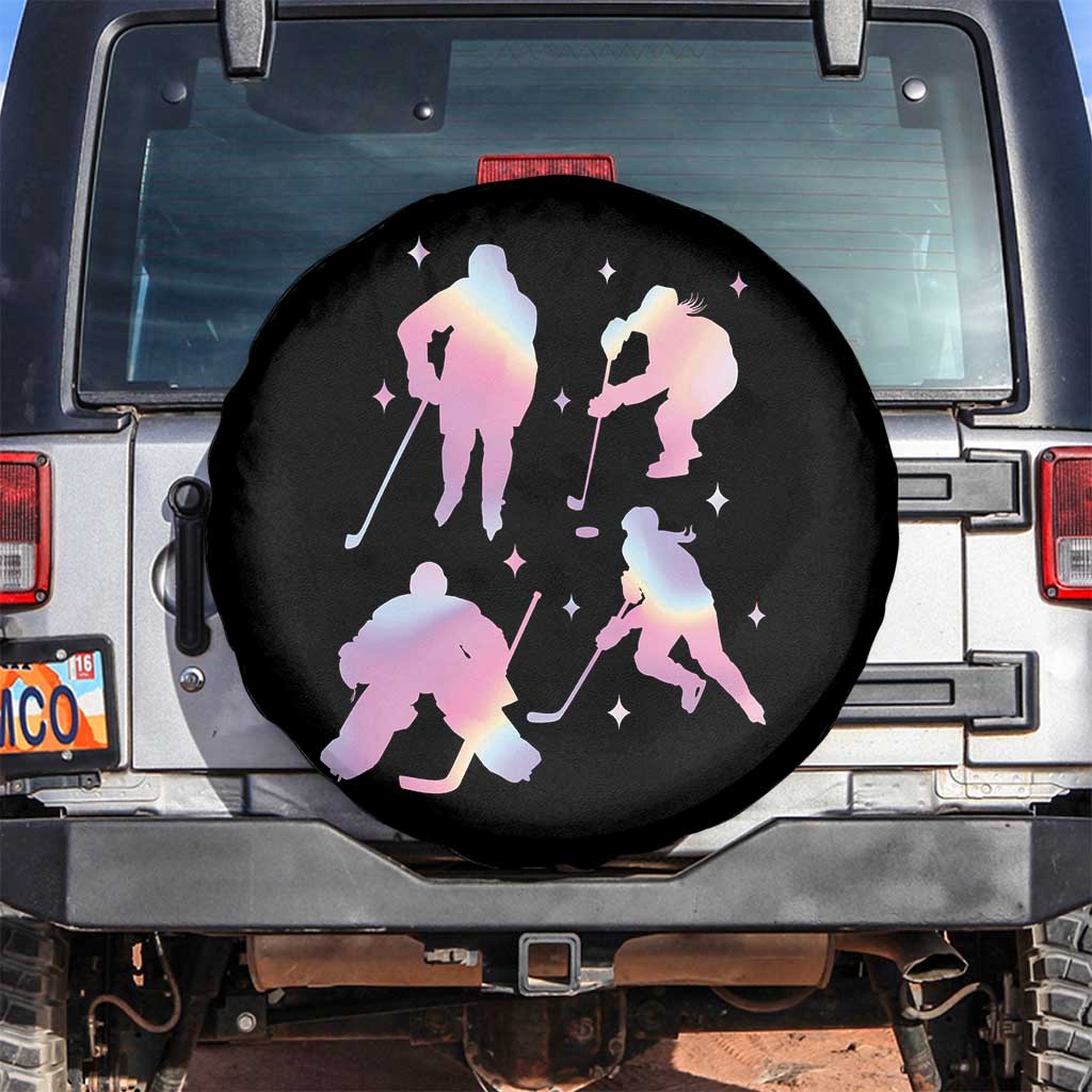 Iridescent Effect Hockey Players Retro Sport Lover Gift Spare Tire Cover - Wonder Print Shop
