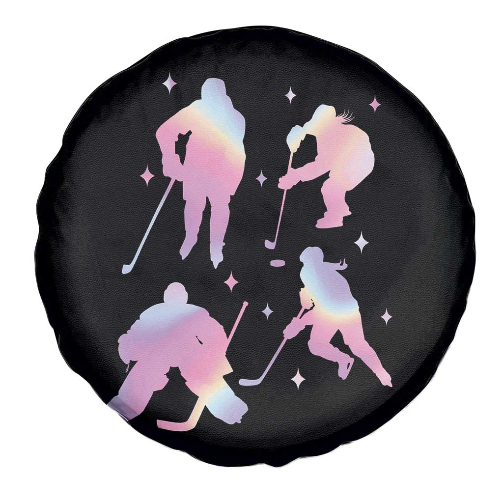 Iridescent Effect Hockey Players Retro Sport Lover Gift Spare Tire Cover - Wonder Print Shop