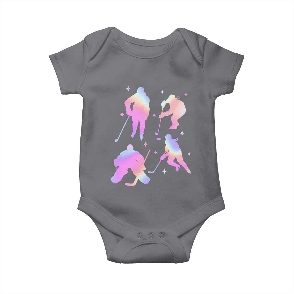 Iridescent Effect Hockey Players Retro Sport Lover Gift Baby Onesie - Wonder Print Shop