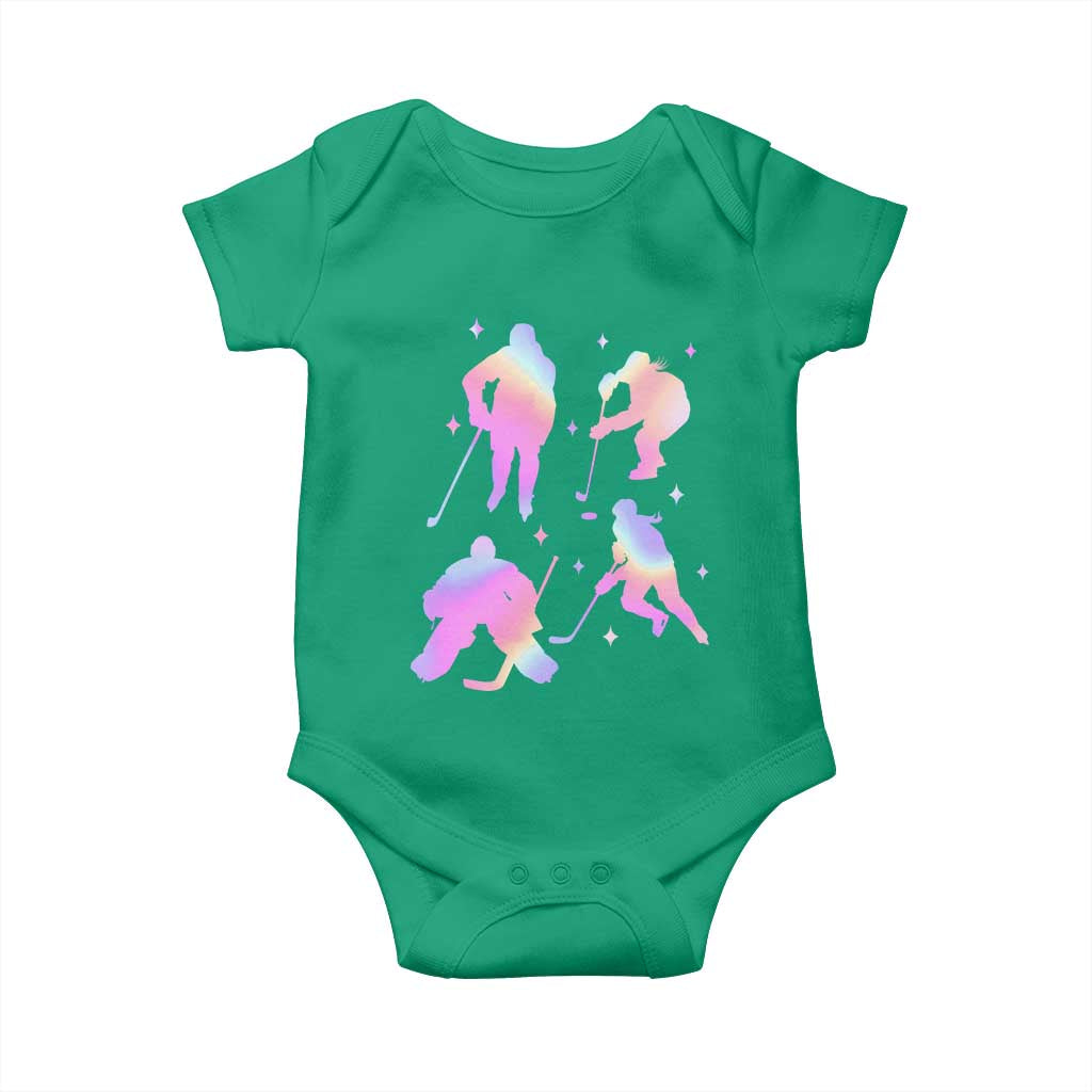 Iridescent Effect Hockey Players Retro Sport Lover Gift Baby Onesie - Wonder Print Shop