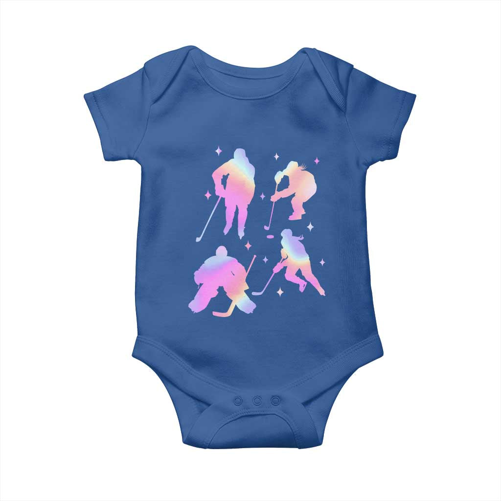 Iridescent Effect Hockey Players Retro Sport Lover Gift Baby Onesie - Wonder Print Shop