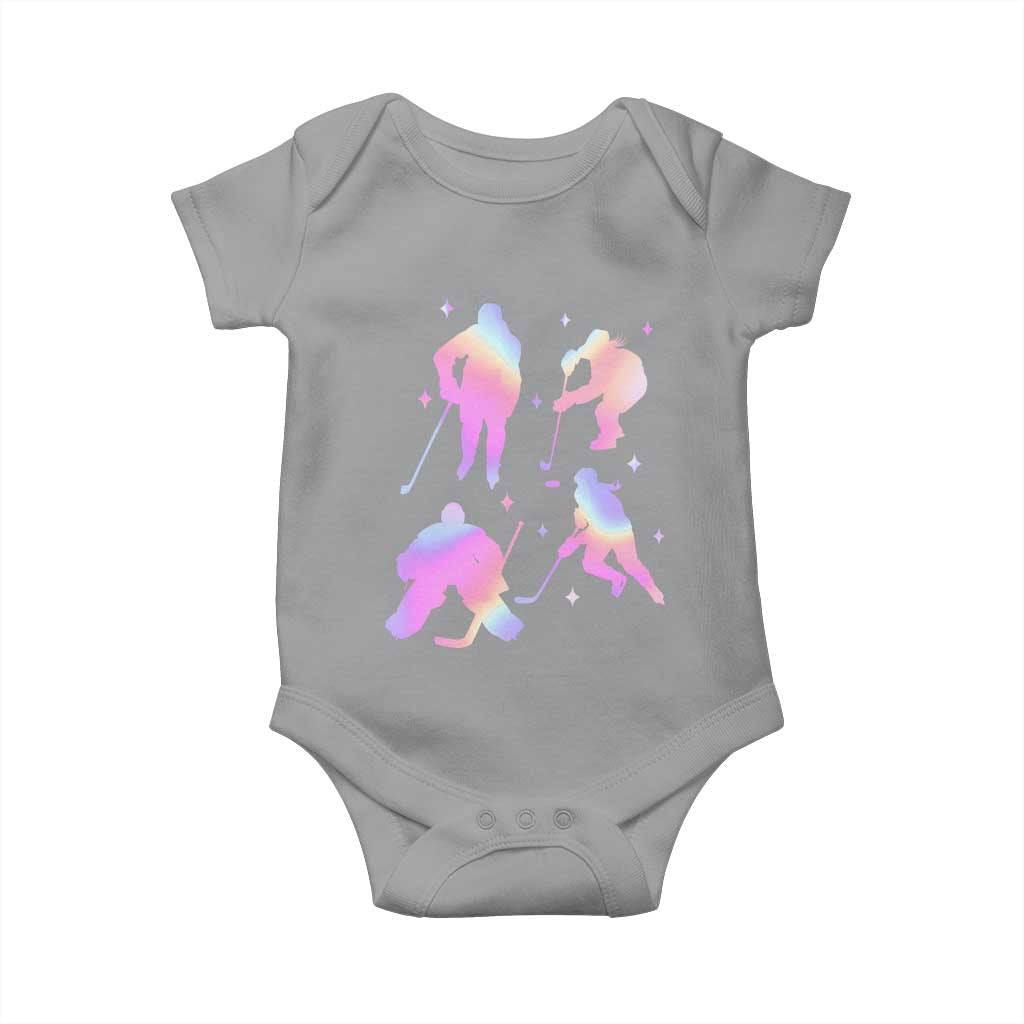 Iridescent Effect Hockey Players Retro Sport Lover Gift Baby Onesie - Wonder Print Shop