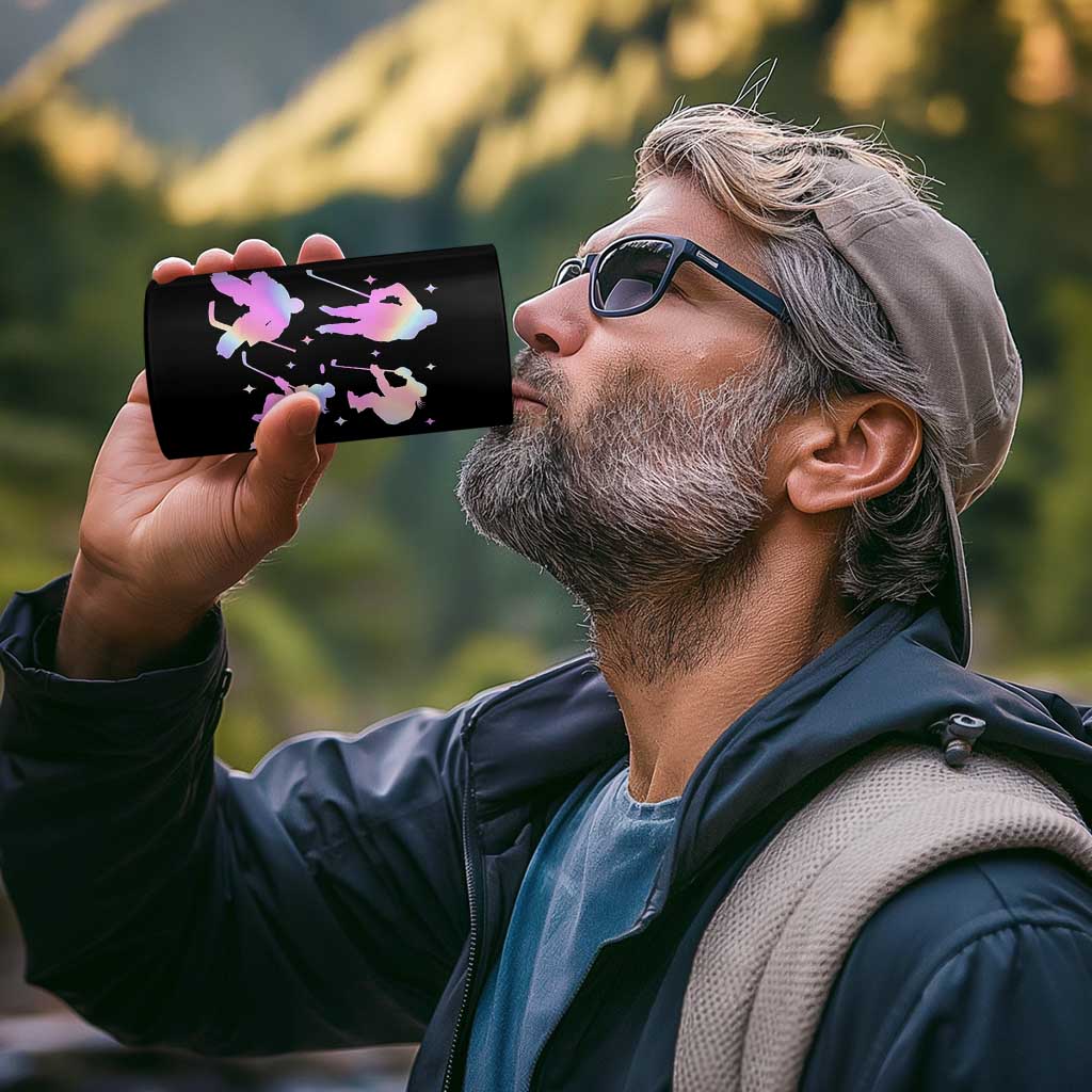 Iridescent Effect Hockey Players Retro Sport Lover Gift 4 in 1 Can Cooler Tumbler - Wonder Print Shop