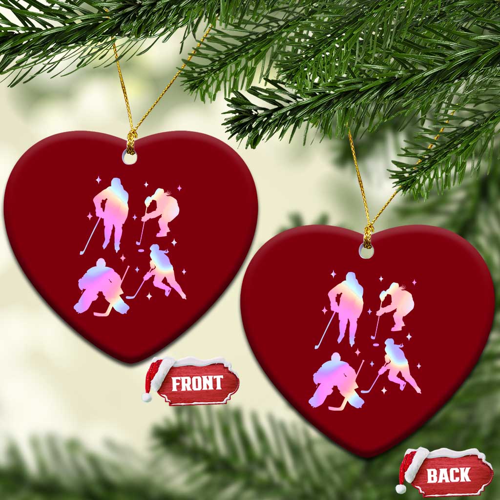 Iridescent Effect Hockey Players Retro Sport Lover Gift Ceramic Ornament - Wonder Print Shop