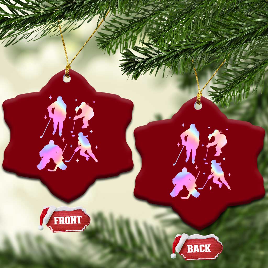 Iridescent Effect Hockey Players Retro Sport Lover Gift Ceramic Ornament - Wonder Print Shop