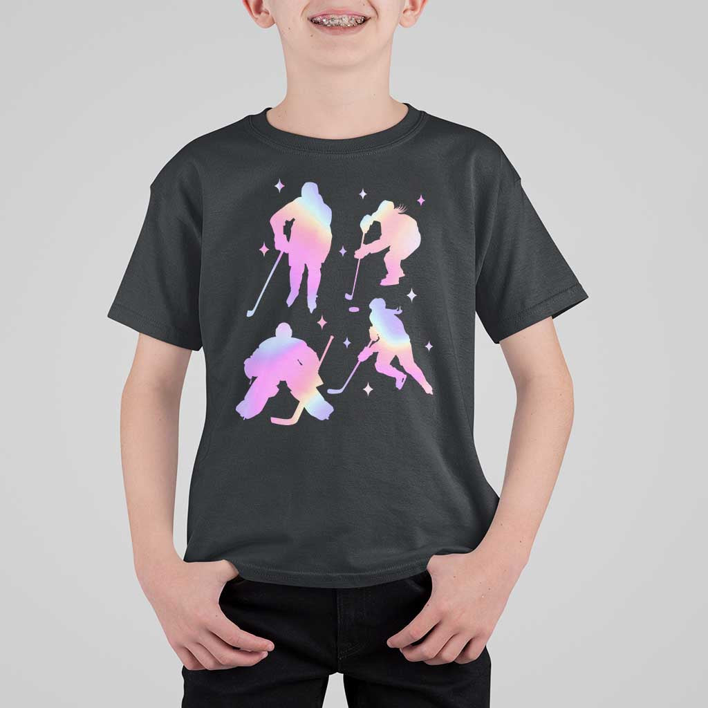 Iridescent Effect Hockey Players Retro Sport Lover Gift T Shirt For Kid - Wonder Print Shop