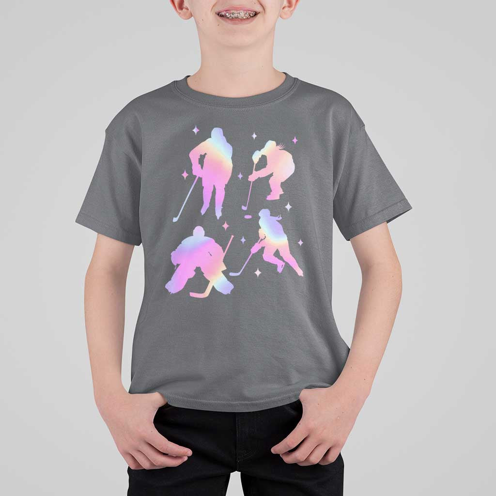 Iridescent Effect Hockey Players Retro Sport Lover Gift T Shirt For Kid - Wonder Print Shop