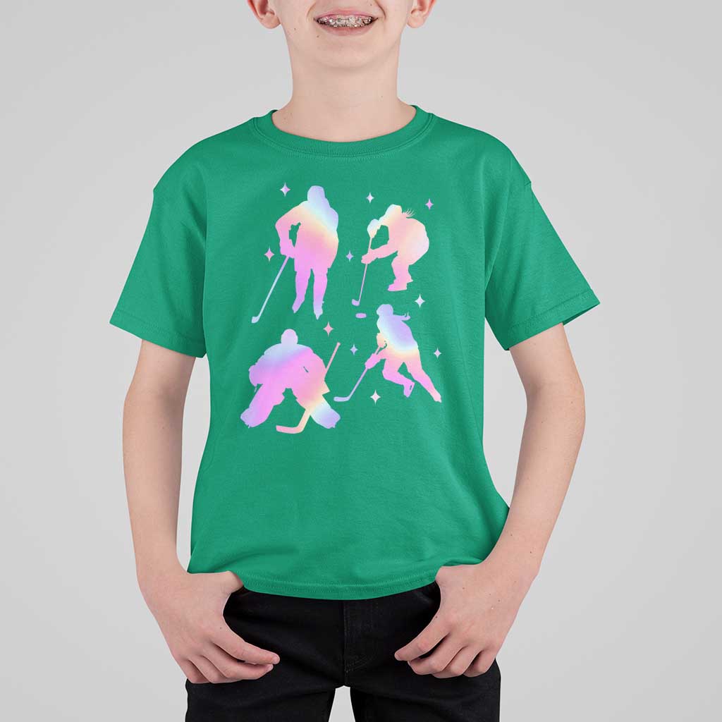 Iridescent Effect Hockey Players Retro Sport Lover Gift T Shirt For Kid - Wonder Print Shop