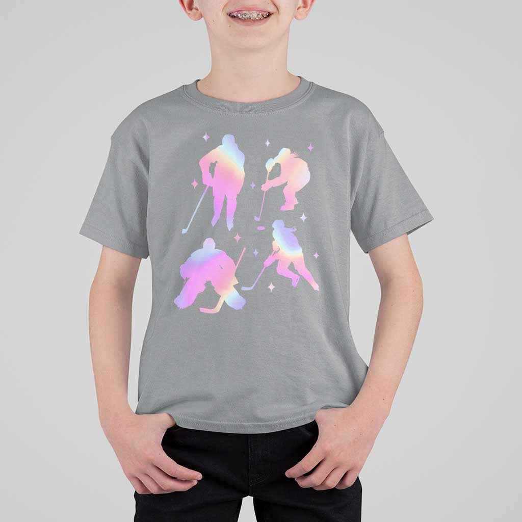 Iridescent Effect Hockey Players Retro Sport Lover Gift T Shirt For Kid - Wonder Print Shop