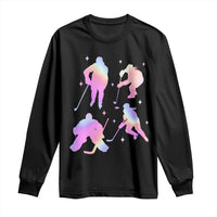 Iridescent Effect Hockey Players Retro Sport Lover Gift Long Sleeve Shirt - Wonder Print Shop
