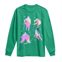 Iridescent Effect Hockey Players Retro Sport Lover Gift Long Sleeve Shirt - Wonder Print Shop