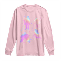 Iridescent Effect Hockey Players Retro Sport Lover Gift Long Sleeve Shirt - Wonder Print Shop
