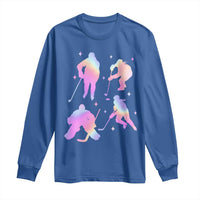 Iridescent Effect Hockey Players Retro Sport Lover Gift Long Sleeve Shirt - Wonder Print Shop