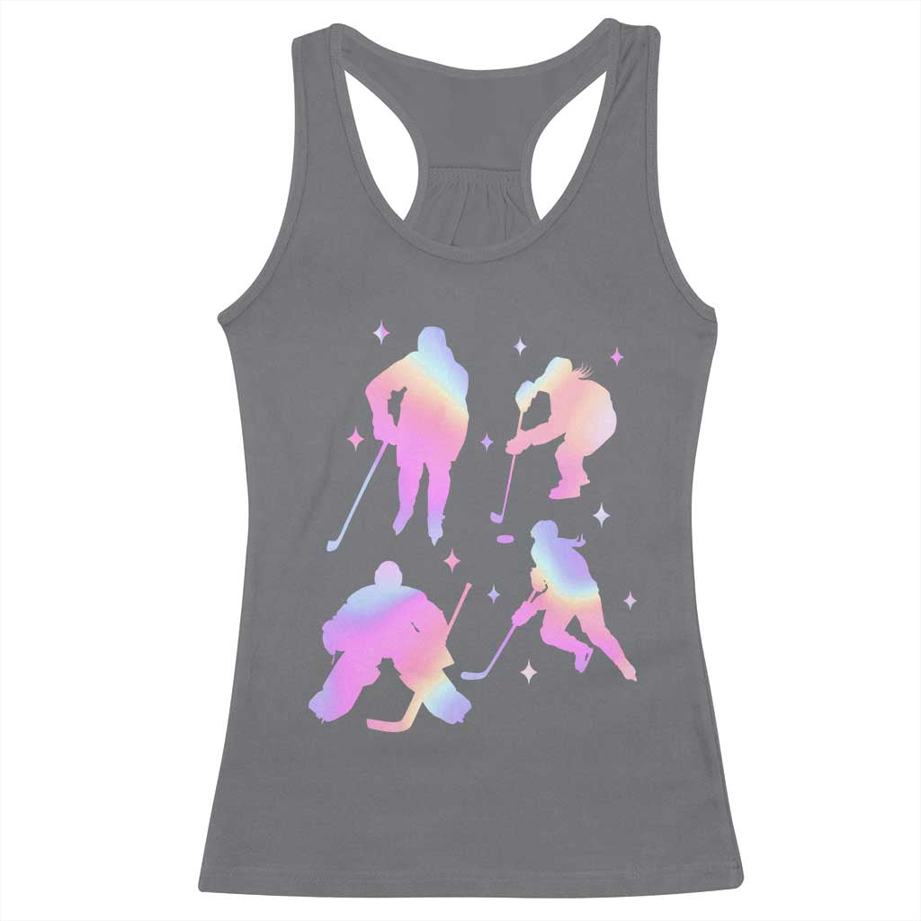 Iridescent Effect Hockey Players Retro Sport Lover Gift Racerback Tank Top - Wonder Print Shop