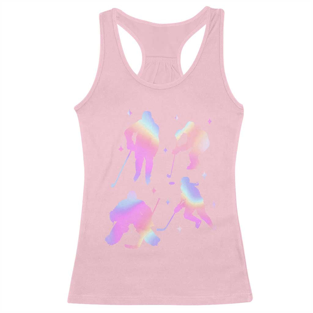 Iridescent Effect Hockey Players Retro Sport Lover Gift Racerback Tank Top - Wonder Print Shop