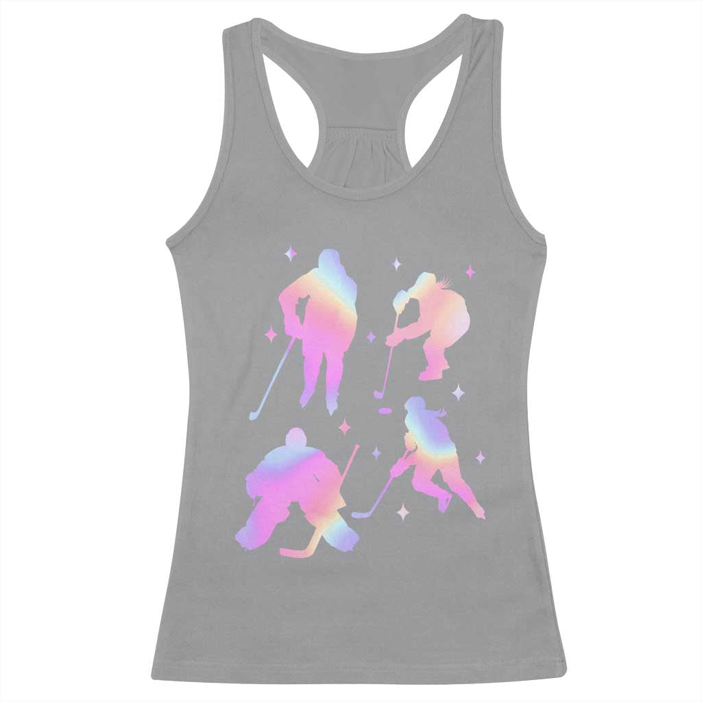 Iridescent Effect Hockey Players Retro Sport Lover Gift Racerback Tank Top - Wonder Print Shop