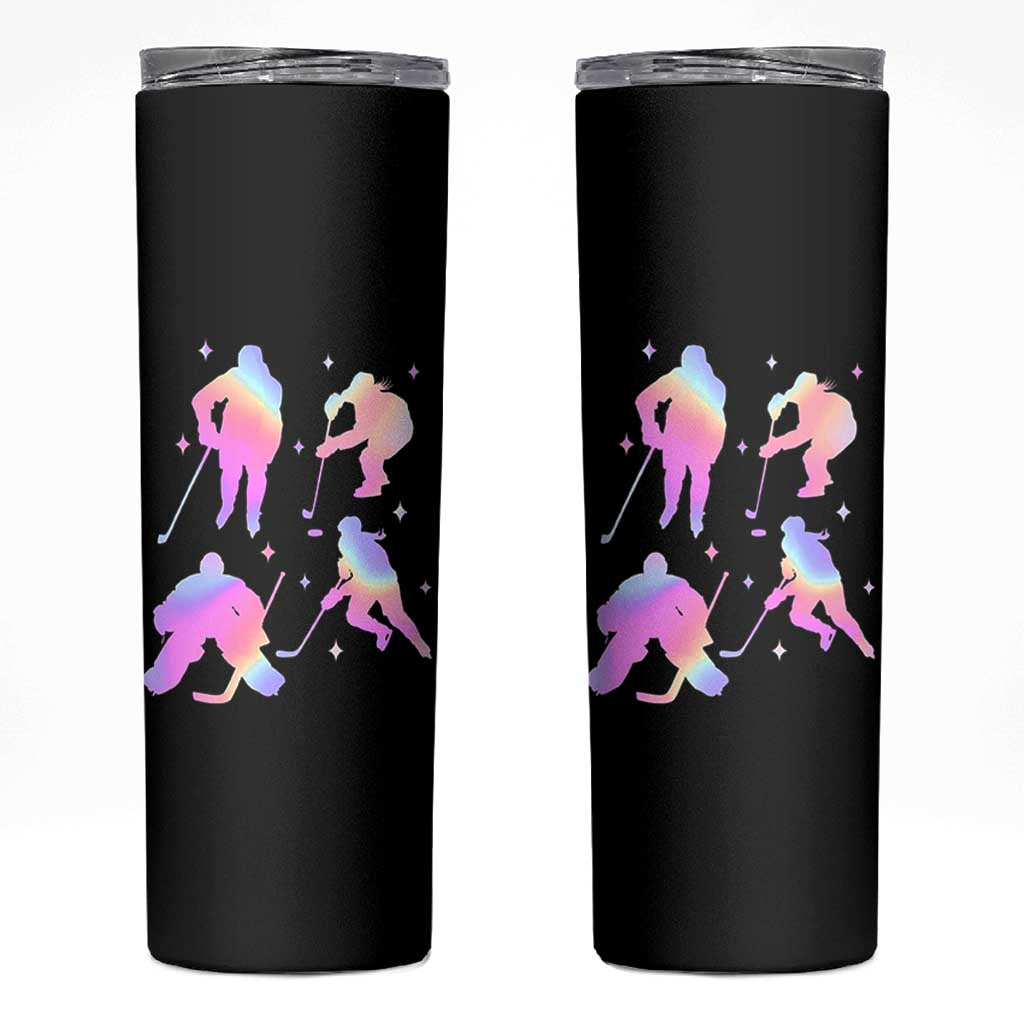 Iridescent Effect Hockey Players Retro Sport Lover Gift Skinny Tumbler - Wonder Print Shop