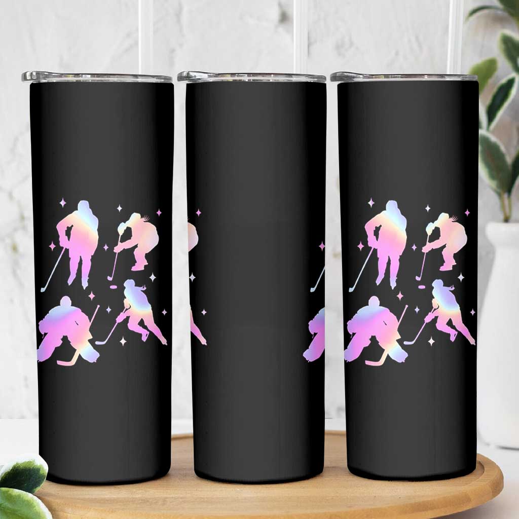 Iridescent Effect Hockey Players Retro Sport Lover Gift Skinny Tumbler - Wonder Print Shop