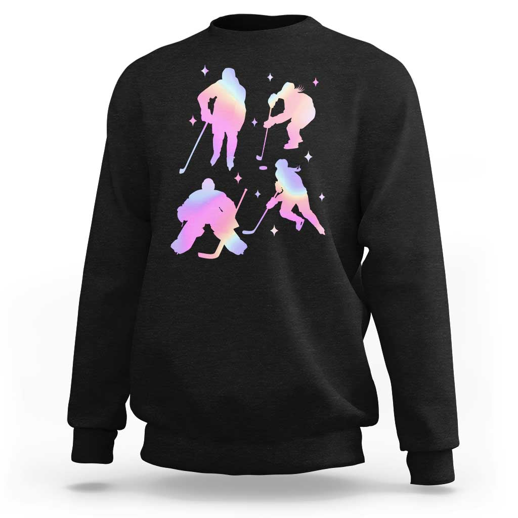 Iridescent Effect Hockey Players Retro Sport Lover Gift Sweatshirt - Wonder Print Shop