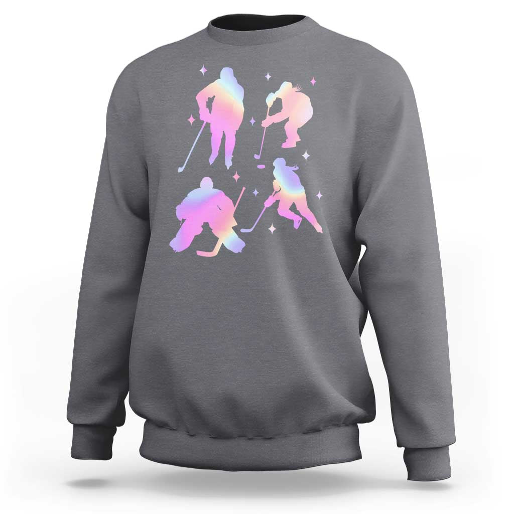 Iridescent Effect Hockey Players Retro Sport Lover Gift Sweatshirt - Wonder Print Shop