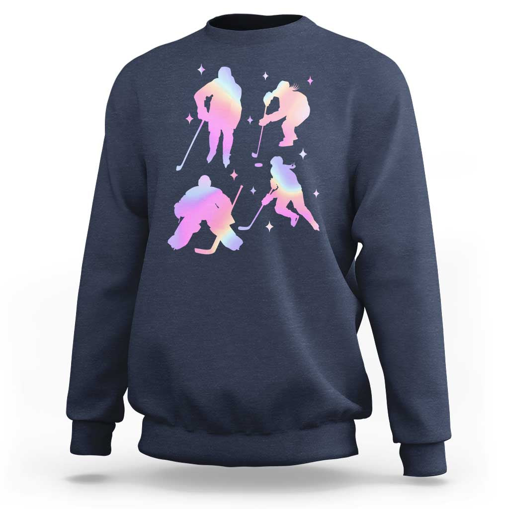 Iridescent Effect Hockey Players Retro Sport Lover Gift Sweatshirt - Wonder Print Shop