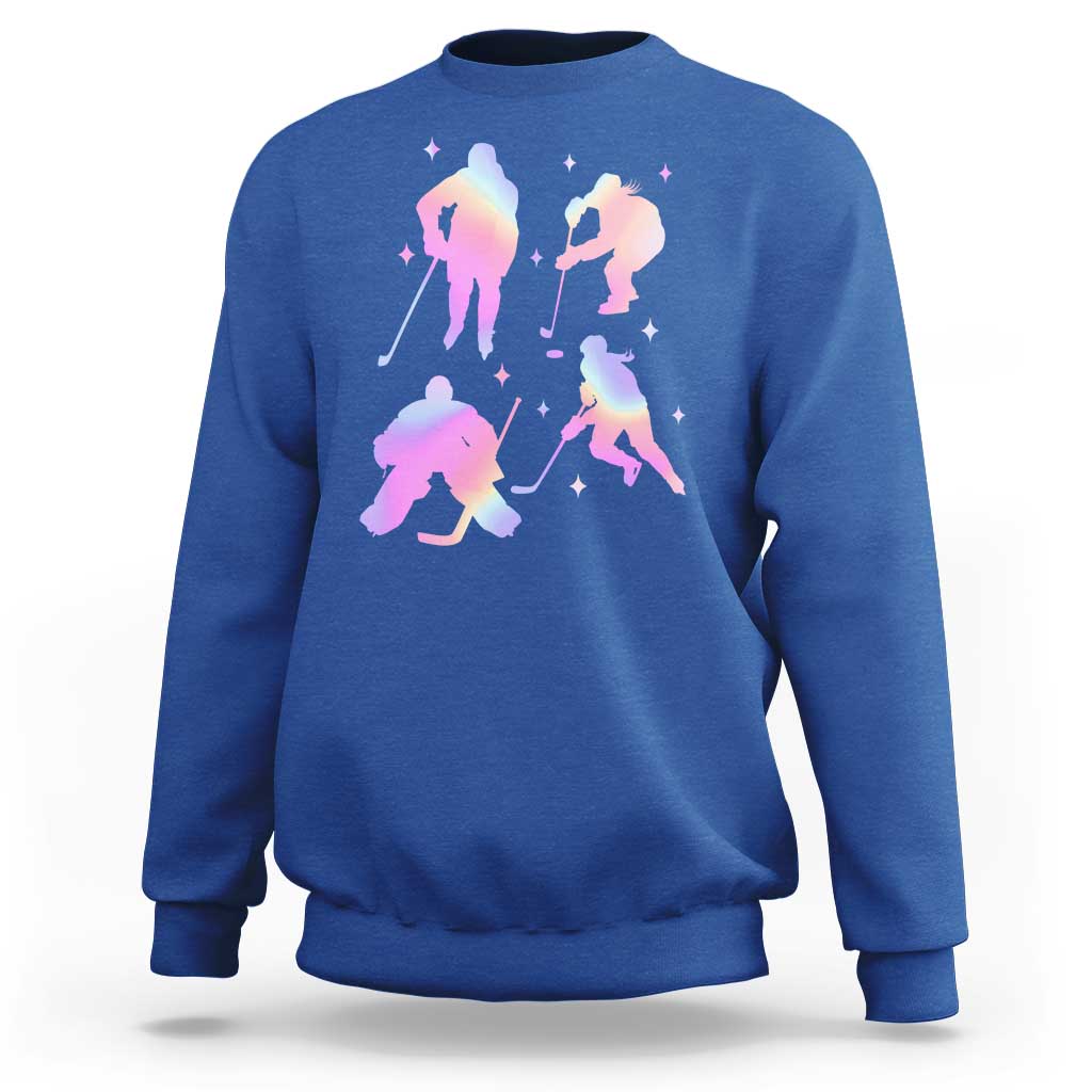 Iridescent Effect Hockey Players Retro Sport Lover Gift Sweatshirt - Wonder Print Shop