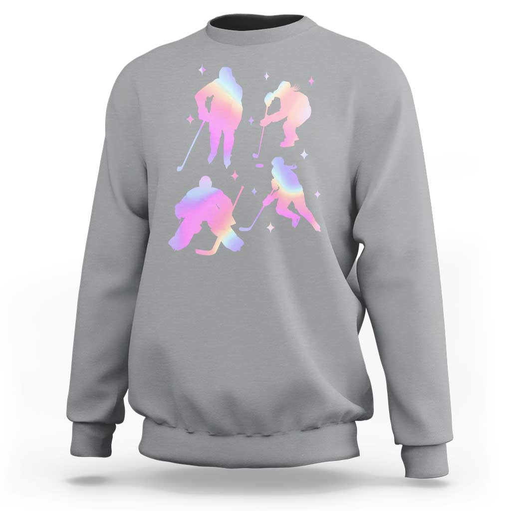 Iridescent Effect Hockey Players Retro Sport Lover Gift Sweatshirt - Wonder Print Shop