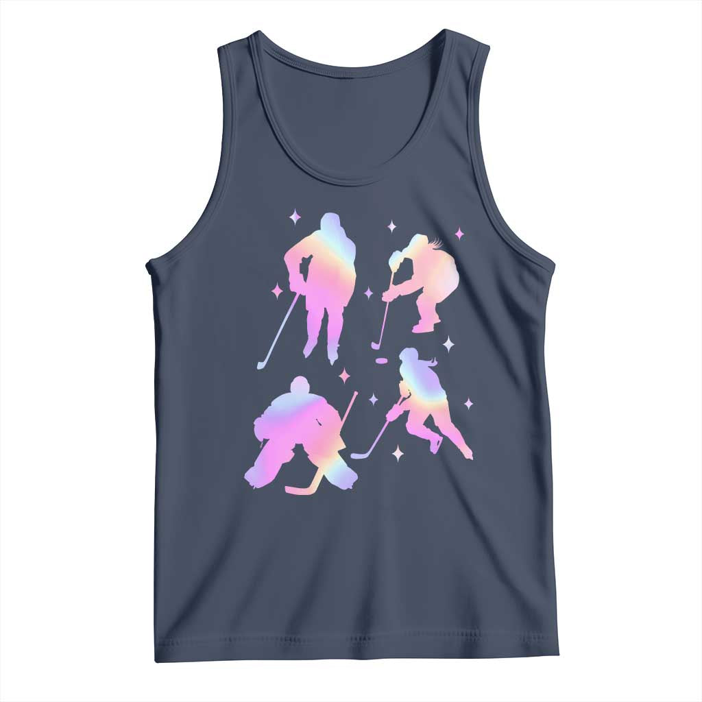 Iridescent Effect Hockey Players Retro Sport Lover Gift Tank Top - Wonder Print Shop