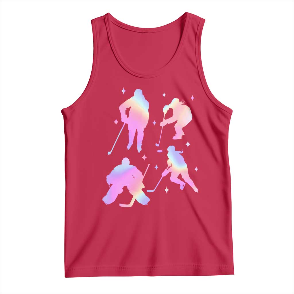 Iridescent Effect Hockey Players Retro Sport Lover Gift Tank Top - Wonder Print Shop