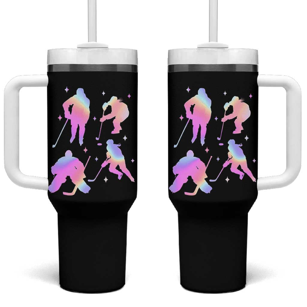 Iridescent Effect Hockey Players Retro Sport Lover Gift Tumbler With Handle - Wonder Print Shop