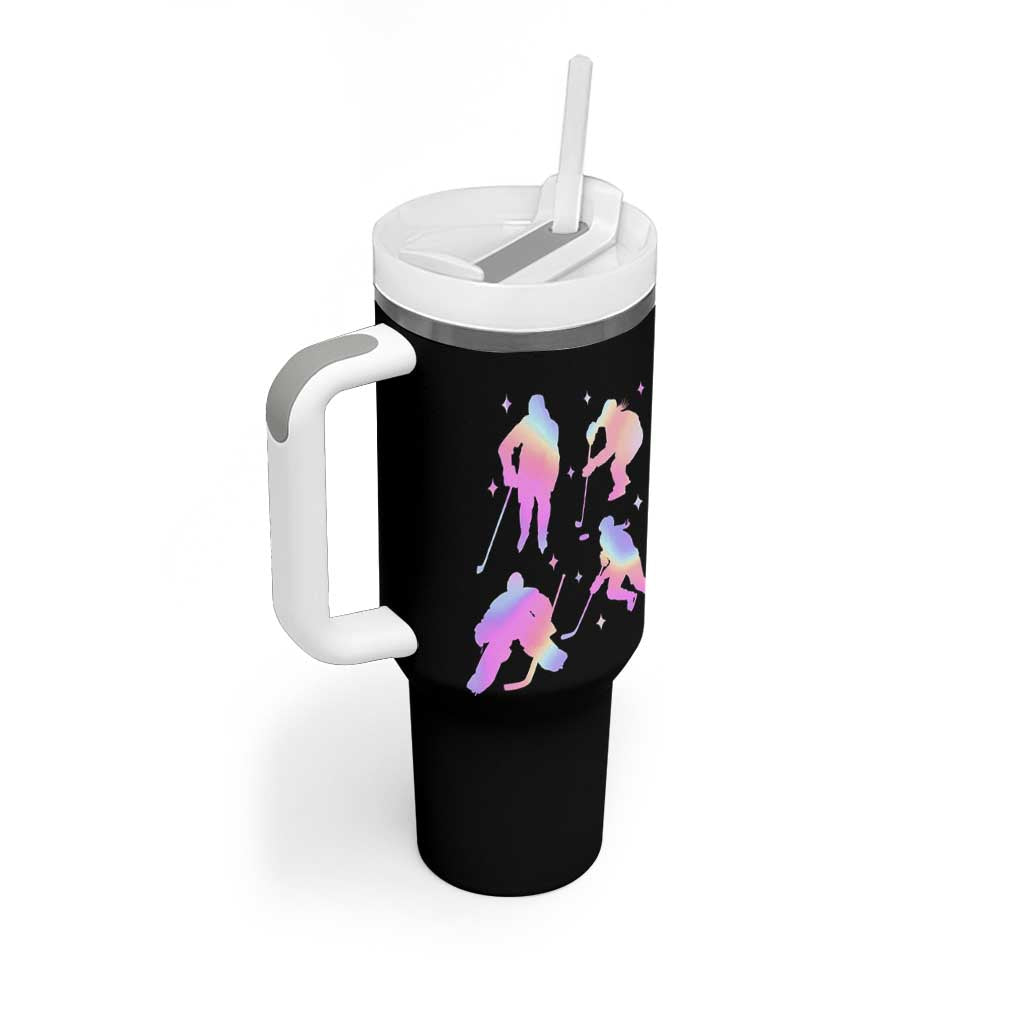 Iridescent Effect Hockey Players Retro Sport Lover Gift Tumbler With Handle - Wonder Print Shop