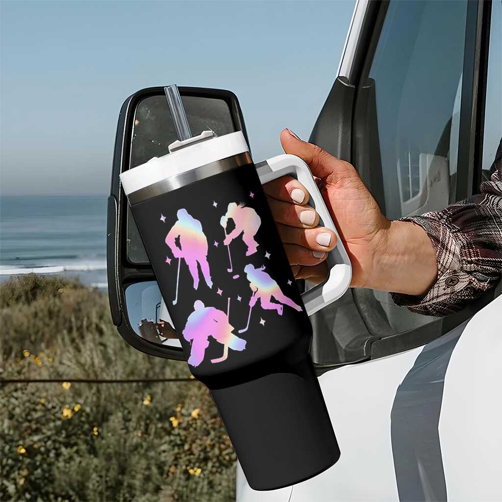 Iridescent Effect Hockey Players Retro Sport Lover Gift Tumbler With Handle - Wonder Print Shop