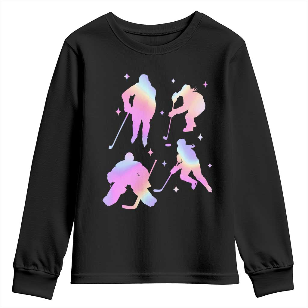 Iridescent Effect Hockey Players Retro Sport Lover Gift Youth Sweatshirt - Wonder Print Shop