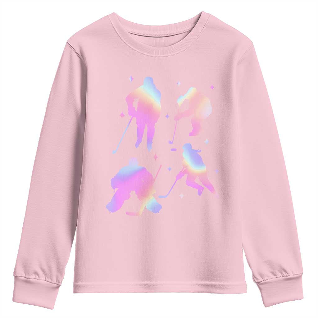 Iridescent Effect Hockey Players Retro Sport Lover Gift Youth Sweatshirt - Wonder Print Shop